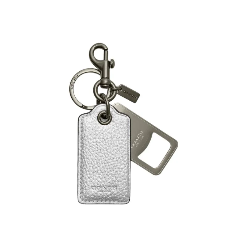 COACH Leather Keychain Bag Accessory Women's Silver-0