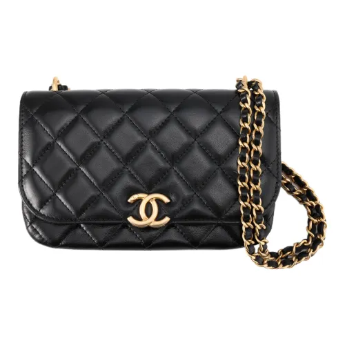 CHANEL Lambskin Cell Phone Pouch, Crossbody Bag, Shoulder Bag Women's Black