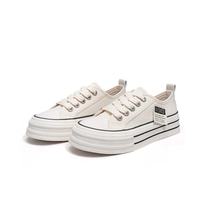 La Chapelle Lightweight Height Increasing Low Top Canvas Shoes 3cm Women's-13