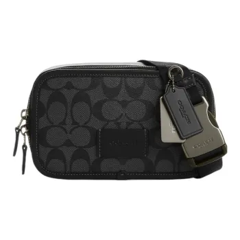 COACH Belt Canvas With Leather One Shoulder Crossbody Fanny Pack Small Size Men's Black