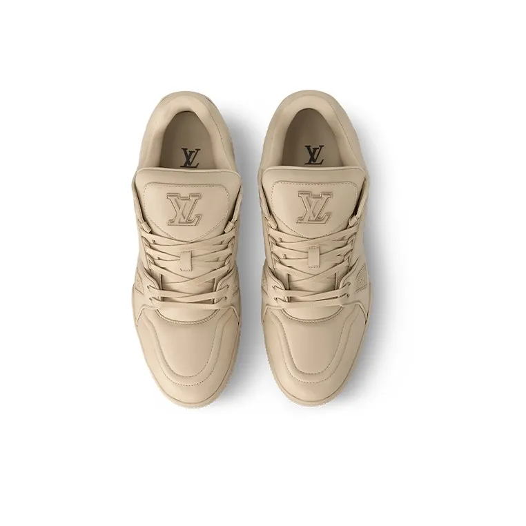 LOUIS VUITTON Trainer Low Top Skateboard Shoes Men's Beige-2