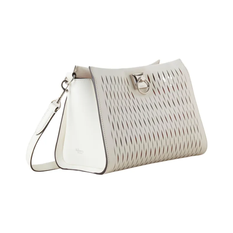 Mulberry Cow Leather Portable Crossbody Bag, Shoulder Bag Small Size Women's White-1
