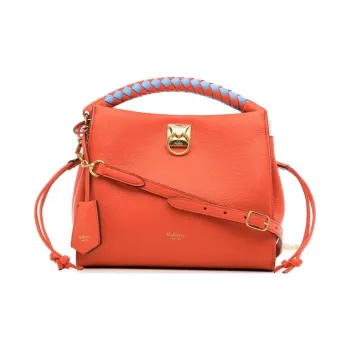 Mulberry Leather Tote Bag Shopping Bag Handbag Small Size Women's Coral Orange