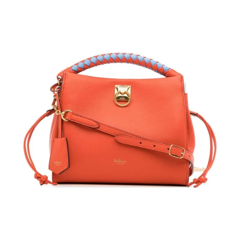 Mulberry Leather Tote Bag Shopping Bag Handbag Small Size Women's Coral Orange-0