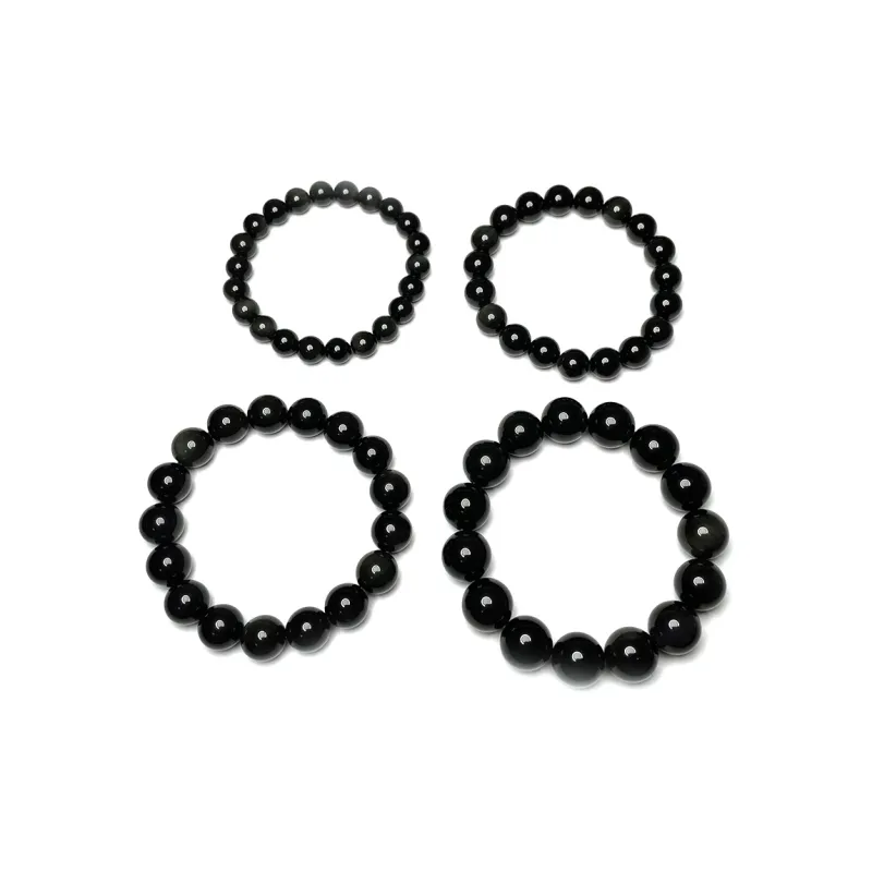 MOUNTAINS AND MANS Obsidian New Chinese Style Good Luck Beaded Bracelet Unisex-2