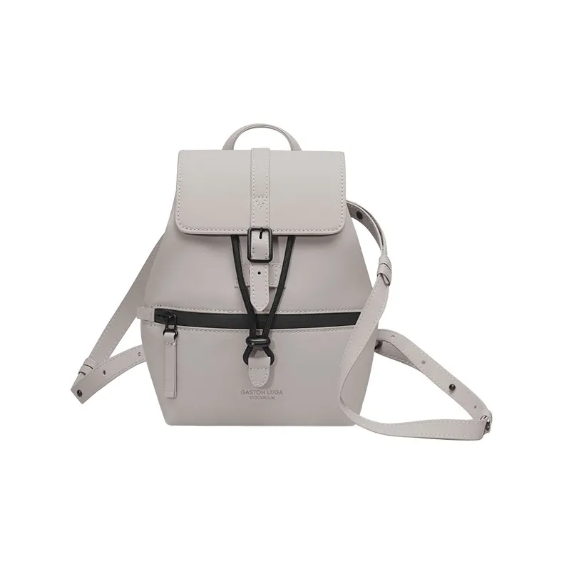Gaston Luga Fabric Shoulder Bag, Crossbody Bag, Backpack Small Size Unisex Elegant Black/Light Taupe-5