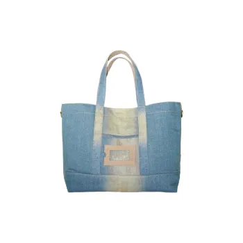 Acne Studios Denim Tote Bag, Shopping Bag, Handbag Regular Women's Light Blue/Beige
