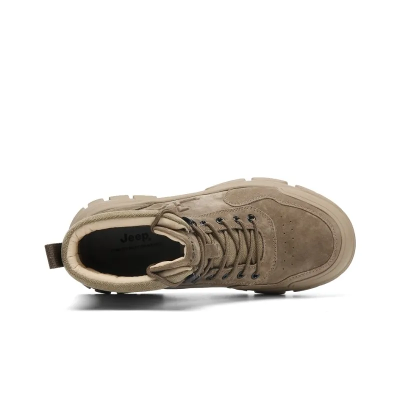 Jeep Cushioning Anti Slip And Wear Resistant Coverage High Top Outdoor Shoes Men's Khaki-3