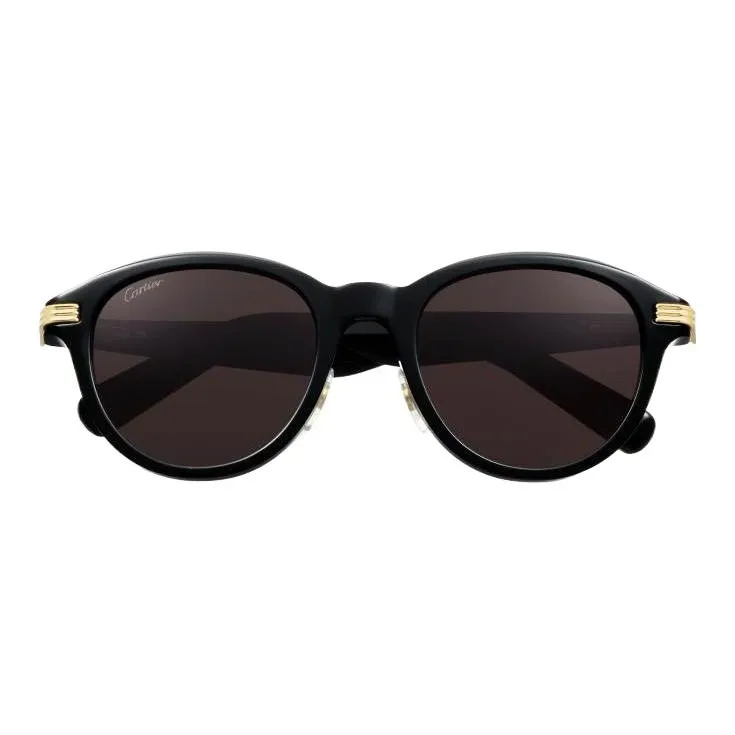 CARTIER Plate Frame Irregular Shape Sunglasses Unisex Black-1