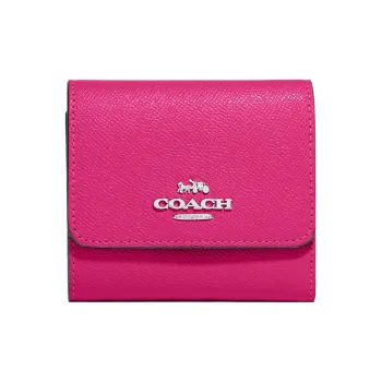 COACH Trifold Wallet Cross Leather Coin Purses Wallets Regular Women's Cherry Red