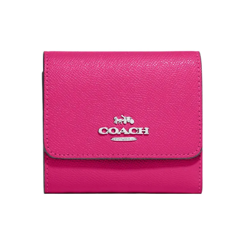 COACH Trifold Wallet Cross Leather Coin Purses Wallets Regular Women's Cherry Red-0