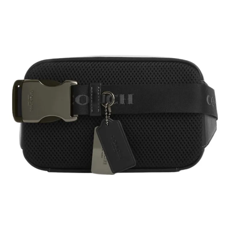 COACH Canvas With Leather One Shoulder Crossbody Fanny Pack Trumpets Men's Black-3