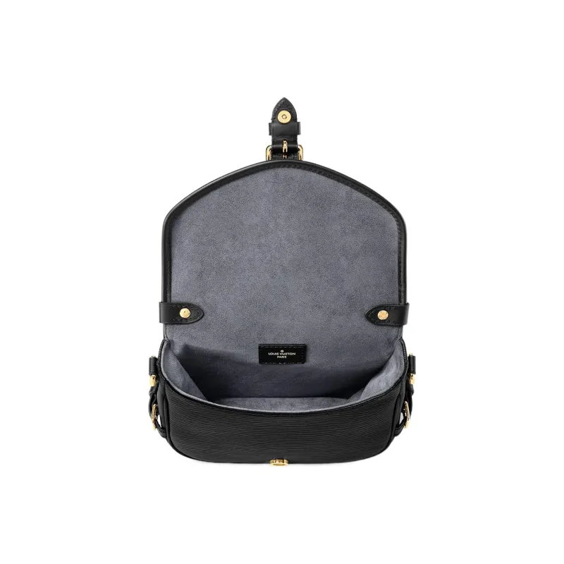 LOUIS VUITTON Saumur Cow Leather Shoulder Bag Crossbody Bag Handbag Small Size Women's Black-3