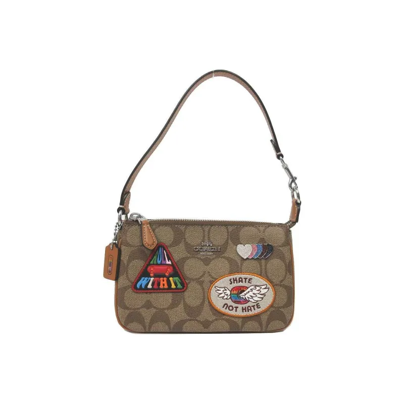 COACH Nolita Leather Mahjong Shoulder Bag Clutch Small Size Women's Brown-3