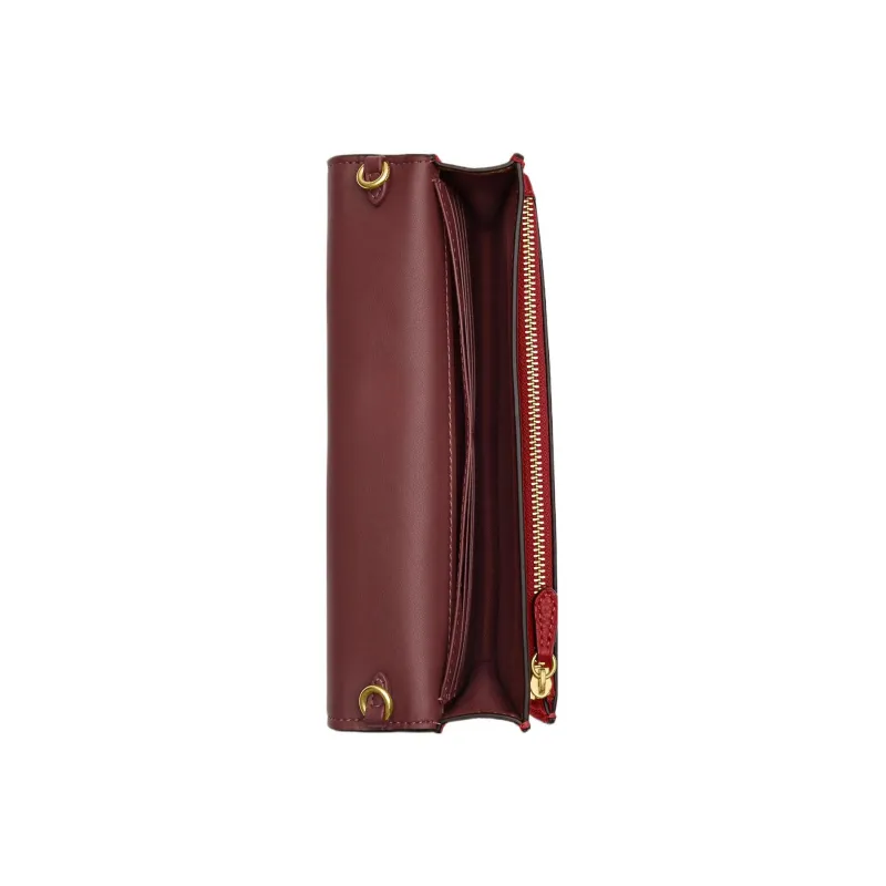 COACH Anna Pebbled Leather Envelope Bag Clutches Shoulder Bag Crossbody Bag Small Size Women's Red-2