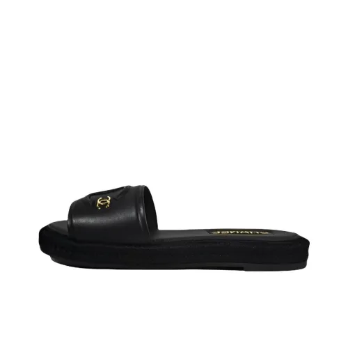 CHANEL Slide Slippers Women's Black