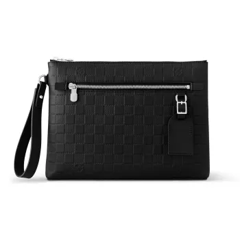 LOUIS VUITTON Cow Leather Clutch Men's Black