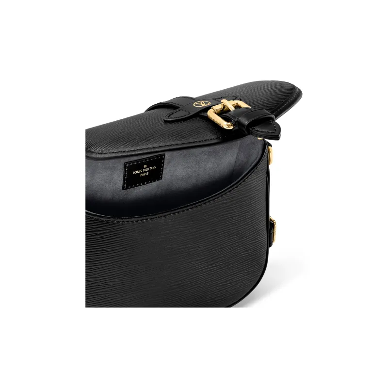 LOUIS VUITTON Saumur Cow Leather Shoulder Bag Crossbody Bag Handbag Small Size Women's Black-5