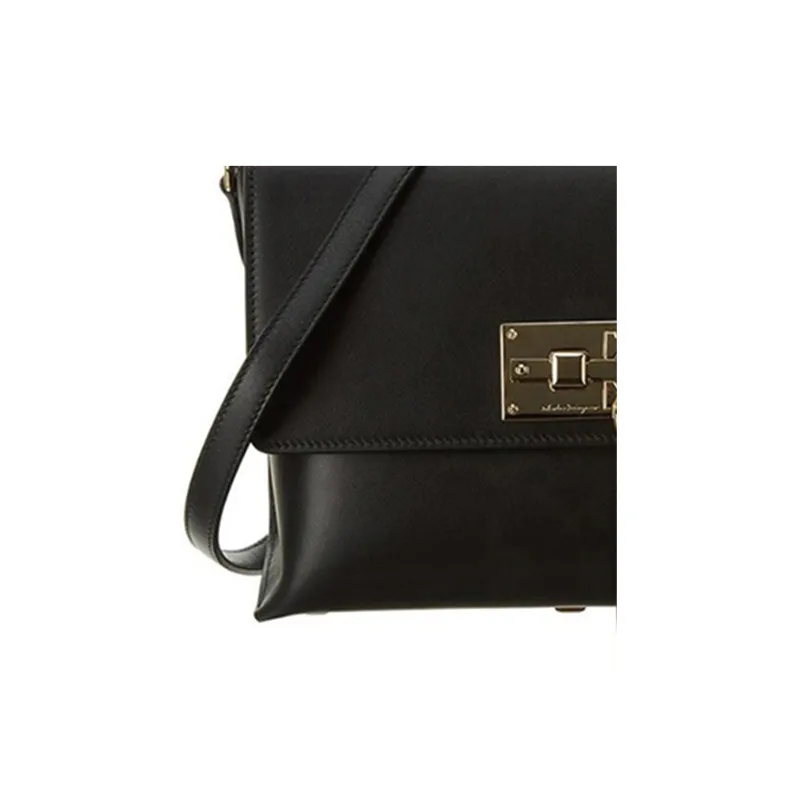 FERRAGAMO Cow Leather Shoulder Bag, Crossbody Bag Women's Black-4
