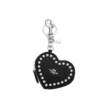 COACH Heart Pebbled Leather Heart Bag Accessory Women's Black