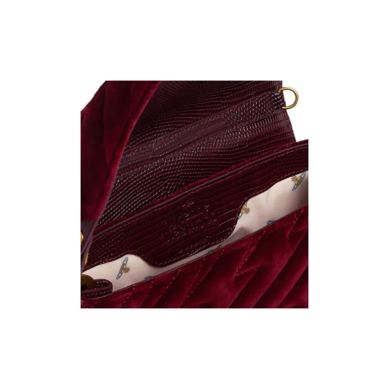 Vivienne Westwood HAZEL Lint Handbag Shoulder Bag Women's Burgundy-3