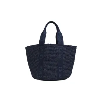 Chloe Woody Denim Basket Bag Handbag Tubas Women's Dark Blue