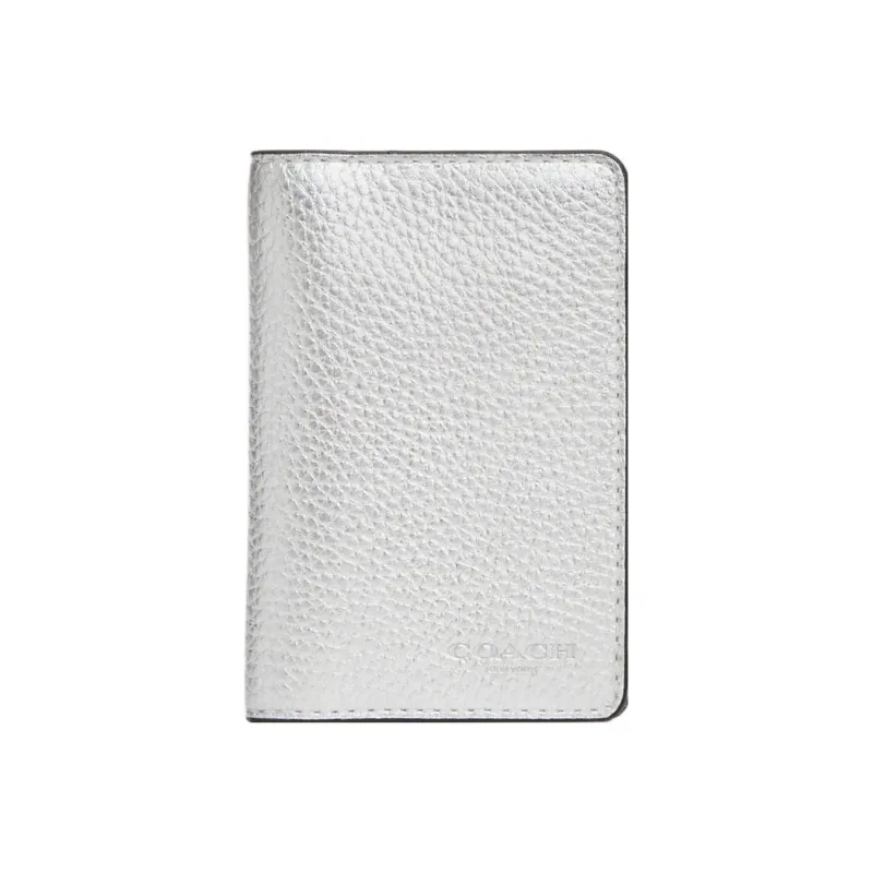 COACH Cow Leather Coin Purses Wallets Mini Women's Silver-0