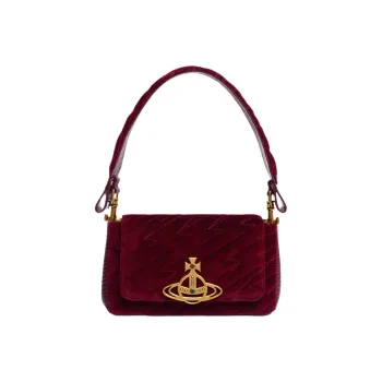 Vivienne Westwood HAZEL Lint Handbag Shoulder Bag Women's Burgundy