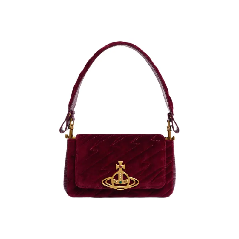 Vivienne Westwood HAZEL Lint Handbag Shoulder Bag Women's Burgundy-0