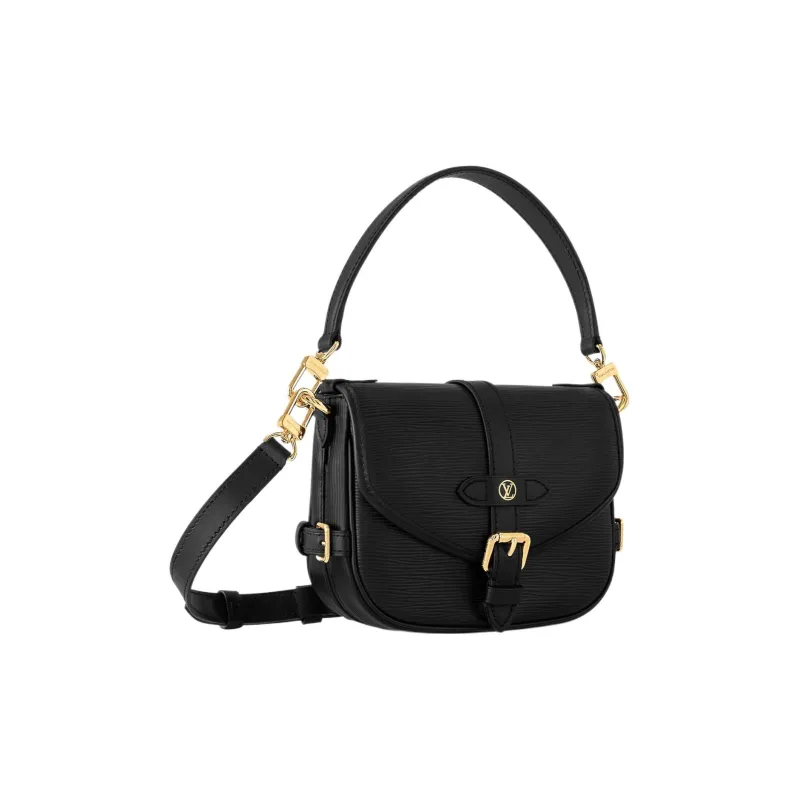 LOUIS VUITTON Saumur Cow Leather Shoulder Bag Crossbody Bag Handbag Small Size Women's Black-1