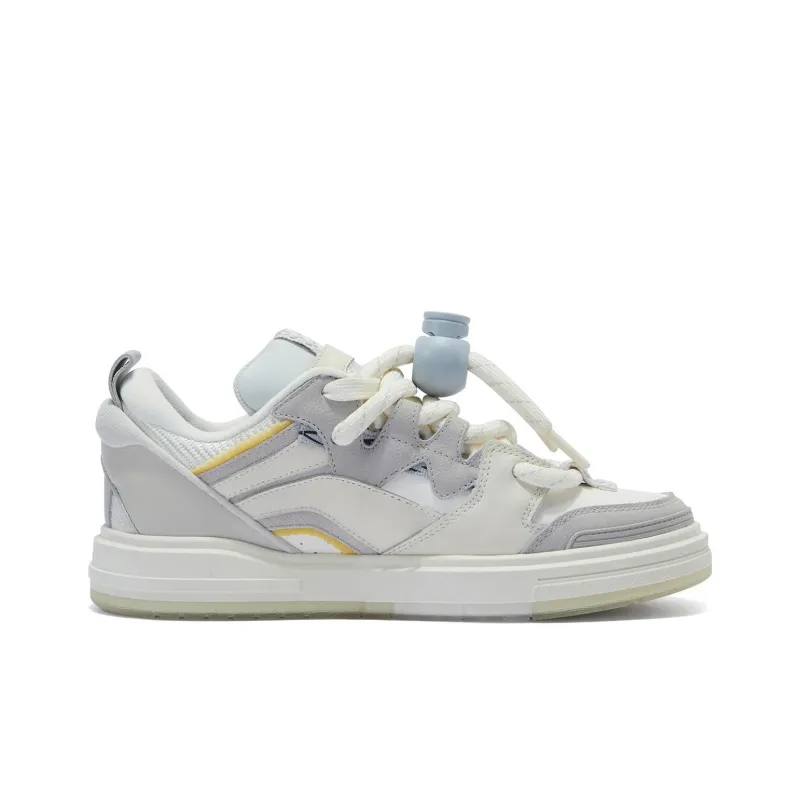 LiNing Wave SWAG Slip Resistant Low Top Gourd Shaped Lock Low Top Puffy Skateboard Shoes Women's Microcrystalline Gray-1