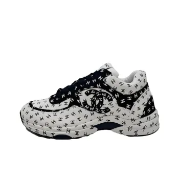CHANEL Suede Trainer Printed Cc White Women's