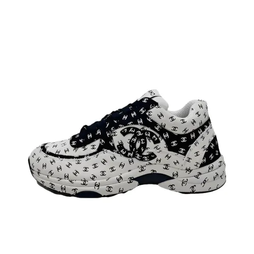 chanel short Suede Trainer Printed Cc White Women's