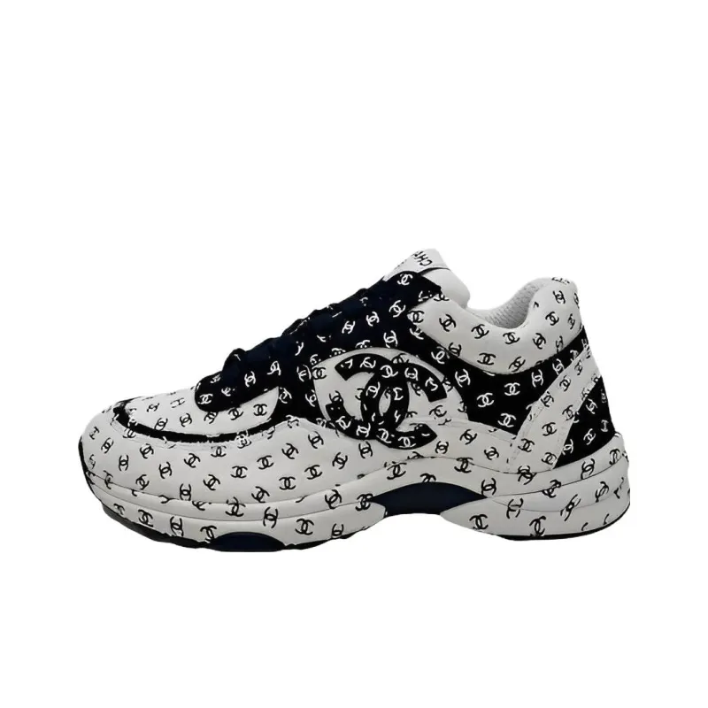 CHANEL Suede Trainer Printed Cc White Women's-0
