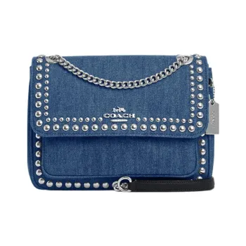 COACH Klare Denim With Pebbled Leather Shoulder Bag, Crossbody Bag Medium Size Women's Denim Blue