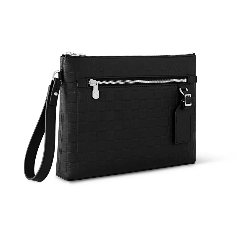 LOUIS VUITTON Cow Leather Clutch Men's Black-1