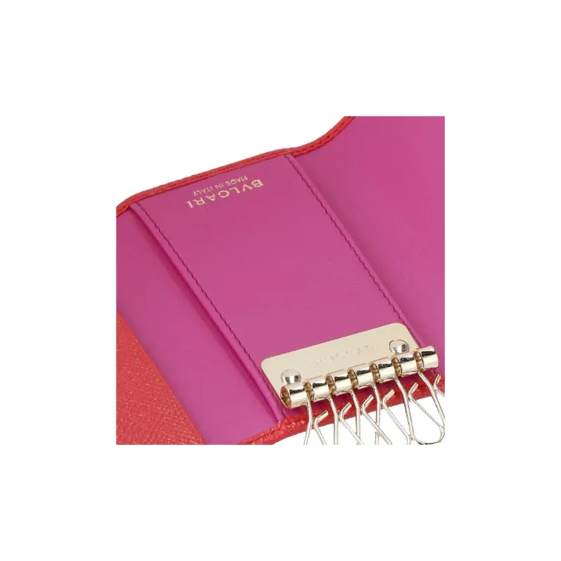BVLGARI Nappa Leather Key Pouch Regular Women's Red-3