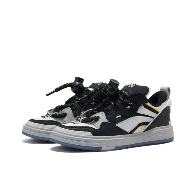 LiNing SWAG Anti Slip Wear Resistant Low Top Gourd Shaped Lock, Low Top Puffy Skateboard Shoes Women's Black-2