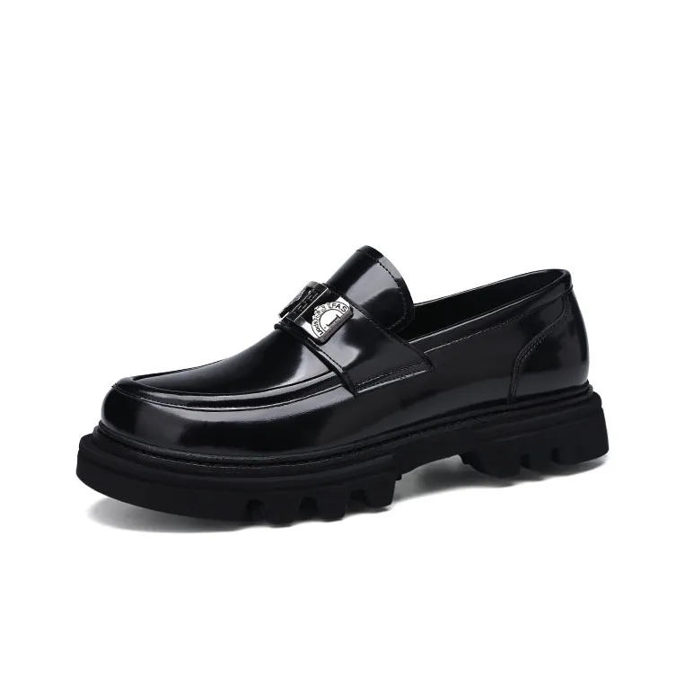 U7 Top Grain Cow Leather Collection Men's Casual Shoes Men's Black-0