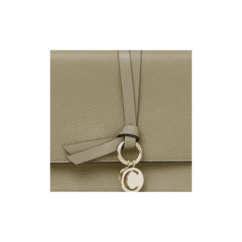 Chloe Alphabet Shiny Calfskin Clutches Shoulder Bag Crossbody Bag Mini Women's Slate Green-3