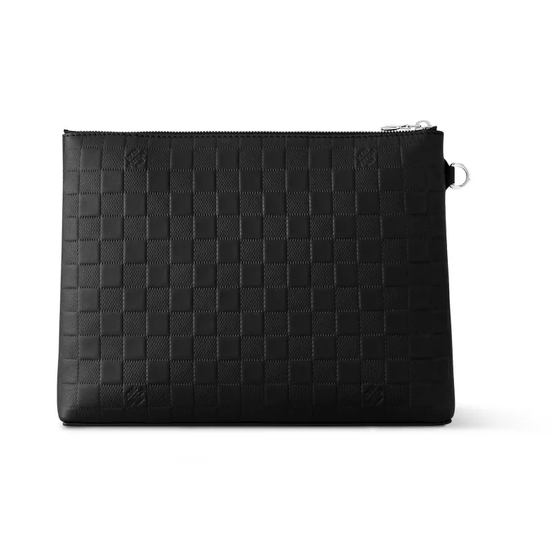LOUIS VUITTON Cow Leather Clutch Men's Black-2