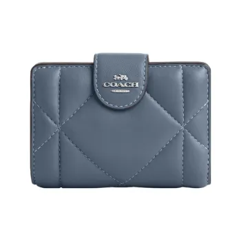 COACH Corner Zip Nappa Leather Coin Purses Wallets Mini Women's Blue