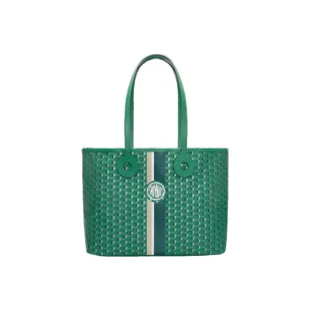 Moynat Canvas With Leather Tote Bag, Shopping Bag, Shoulder Bag, Handbag Medium Size Women's Green