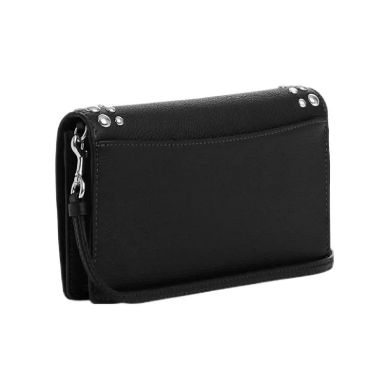 COACH Anna Pebbled Leather Envelope Bag Shoulder Bag Crossbody Bag Small Size Women's Black-1