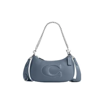 COACH Teri Leather Shoulder Bag, Handbag, Shoulder Bag Women's Blue