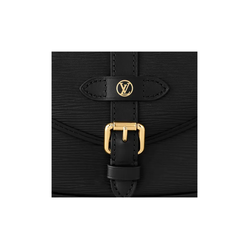 LOUIS VUITTON Saumur Cow Leather Shoulder Bag Crossbody Bag Handbag Small Size Women's Black-4