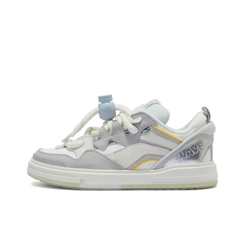 LiNing Wave SWAG Slip Resistant Low Top Gourd Shaped Lock Low Top Puffy Skateboard Shoes Women's Microcrystalline Gray-0