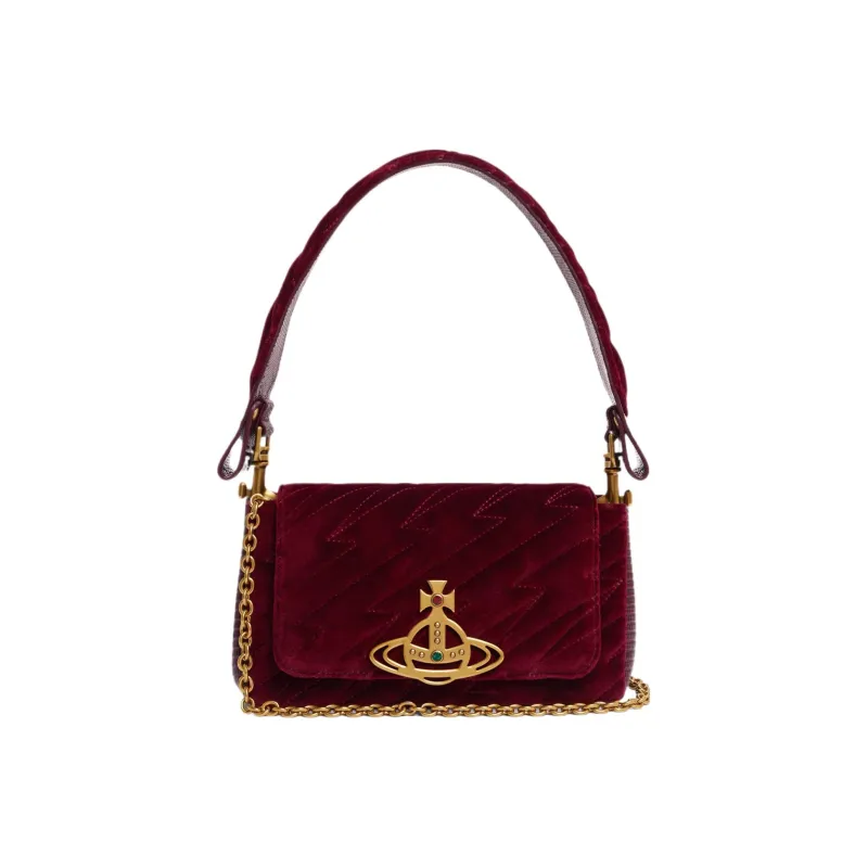 Vivienne Westwood HAZEL Lint Handbag Shoulder Bag Women's Burgundy-1