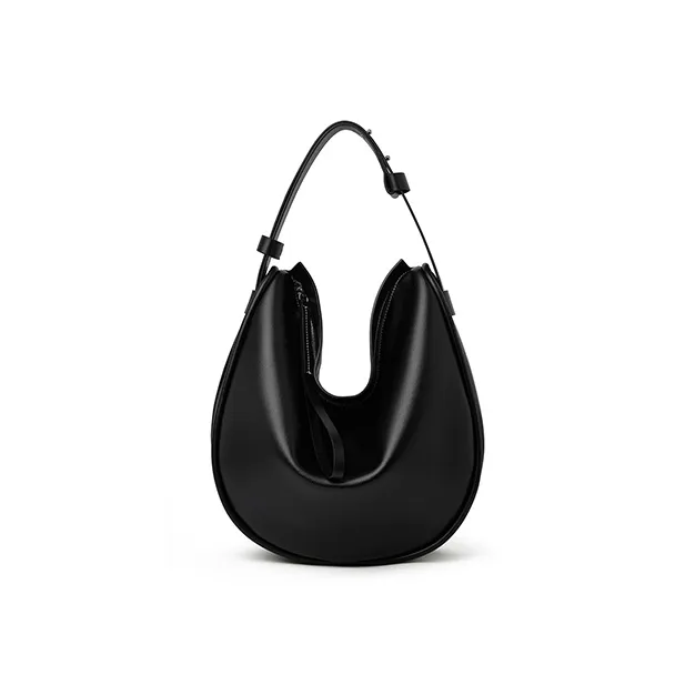 CHICWIND Cow Leather Underarm Dumpling Bag Shoulder Bag Women's Black, Macchiato Color-0