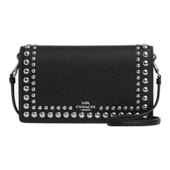 COACH Anna Pebbled Leather Envelope Bag Shoulder Bag Crossbody Bag Small Size Women's Black
